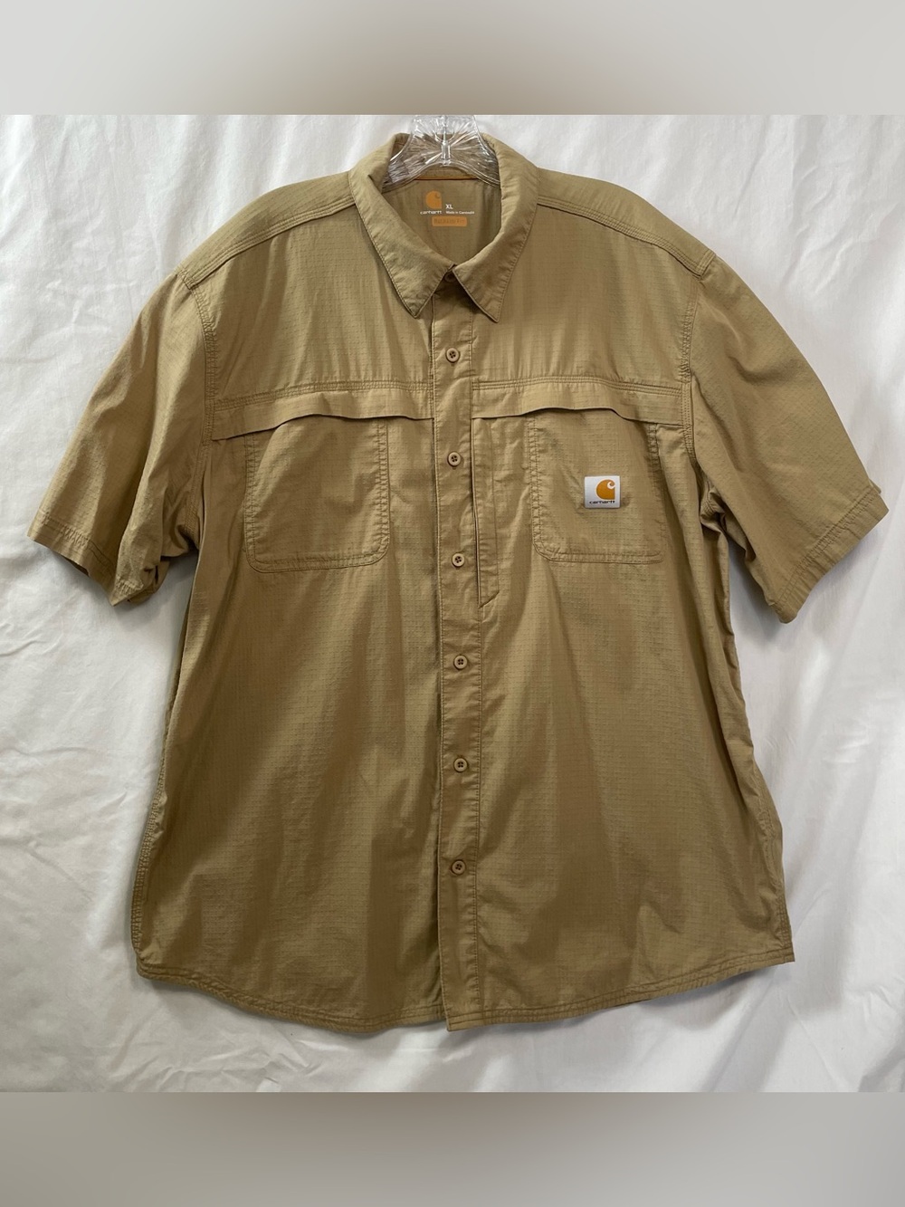 Vintage Carhartt Force Shirt Men’s XL tan shirt outdoors relaxed fit